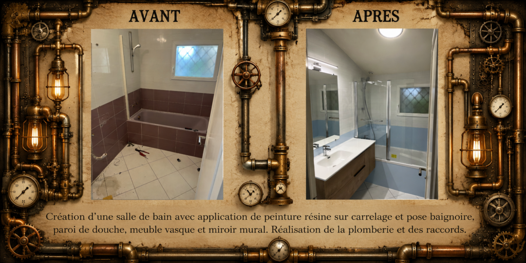 Rénovation salle de bain moderne, carrelage et faïence